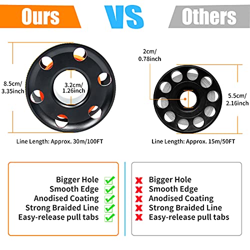 Aluminum Scuba Reel with Bolt Snap Clip