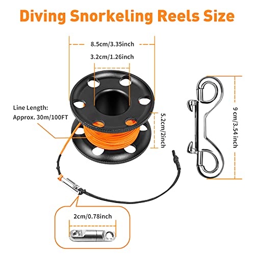Aluminum Scuba Reel with Bolt Snap Clip