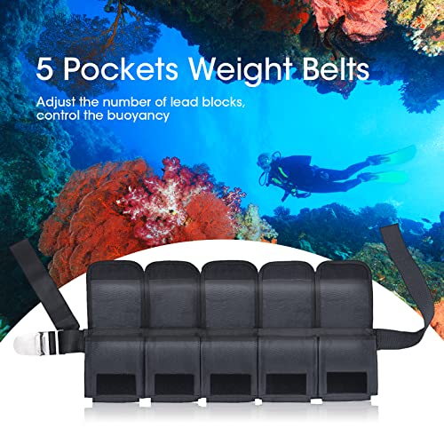 Adjustable Scuba Weight Belt with 5 Pockets