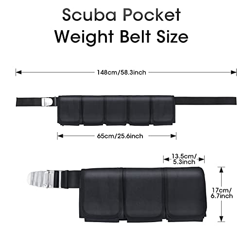 Adjustable Scuba Weight Belt with 5 Pockets