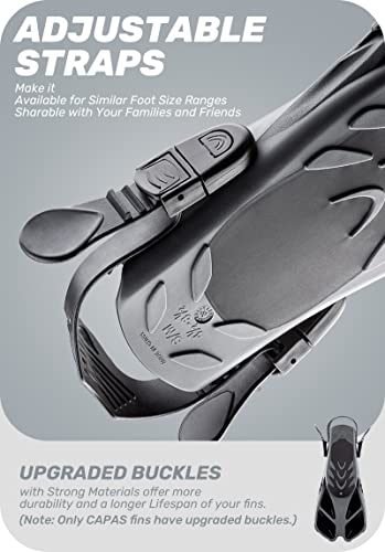 CAPAS Adjustable Snorkel Fins for Diving & Snorkeling