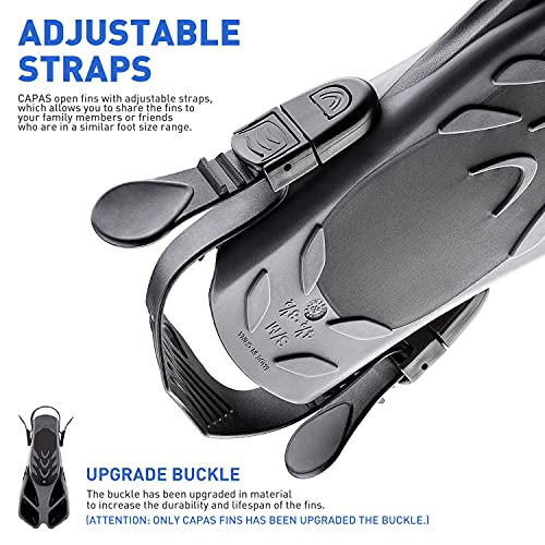 CAPAS Adjustable Snorkel Fins for Diving & Snorkeling