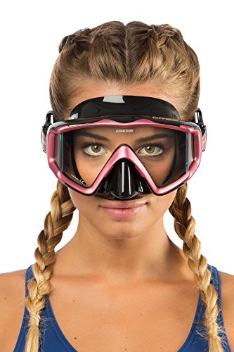 Cressi Triside Diving Mask, Black/Pink