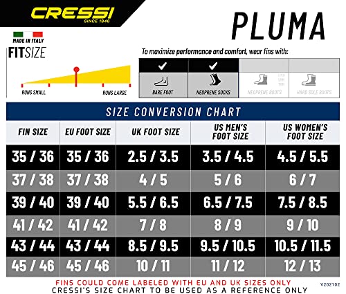 Cressi Pluma, Black, US Man 11/12.5 | US Lady 12/13.5 | EU 45/46