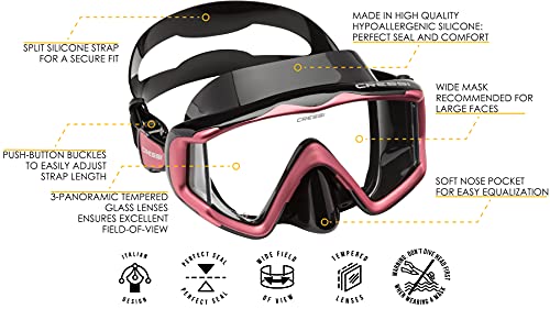 Cressi Triside Diving Mask, Black/Pink
