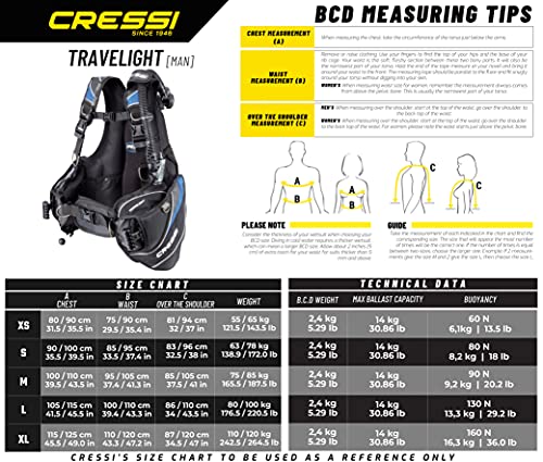 Cressi Travelight Gear Up Scuba Package, Blue, L