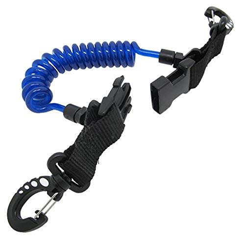 Blue Shark Dive Coil Lanyard with Snaps & Buckles