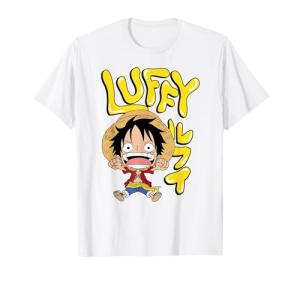 One Piece Anime Luffy Chibi with Bubble Letters T-Shirt