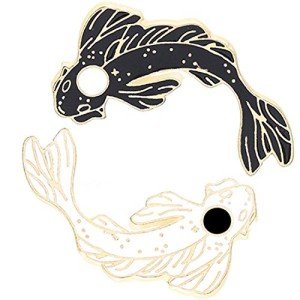 Cute Black and White Fish Brooch Set