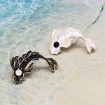 Cute Black and White Fish Brooch Set