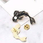 Cute Black and White Fish Brooch Set