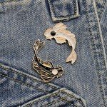 Cute Black and White Fish Brooch Set