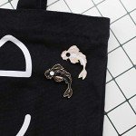 Cute Black and White Fish Brooch Set