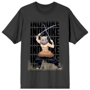 Demon Slayer Inosuke Hashibira Crew Neck Short Sleeve Charcoal Men's T-Shirt-Medium