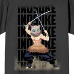 Demon Slayer Inosuke Hashibira Crew Neck Short Sleeve Charcoal Men's T-Shirt-Medium
