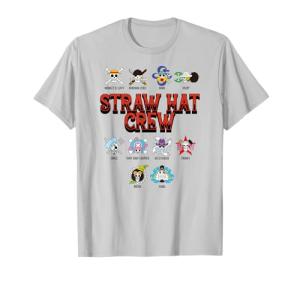 One Piece Anime Straw Hat Crew Jolly Roger Logos T-Shirt