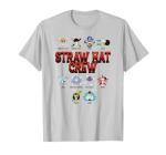 One Piece Anime Straw Hat Crew Jolly Roger Logos T-Shirt