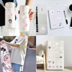 100 Pcs Cute Aesthetic Kawaii Stickers - Pink Anime Girl Stickers for Laptop & Phone Case - Waterproof