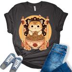 Ramen Cat Kawaii Anime Shirts Japanese Neko T-Shirt Women's Graphic Print Bella Tops Tan 2XL