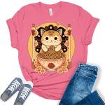 Ramen Cat Kawaii Anime Shirts Japanese Neko T-Shirt Women's Graphic Print Bella Tops Tan 2XL
