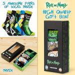 RICK AND MORTY Mens Funny Calf Socks Pack of 5 Cool Soft Comfy Breathable Novelty Cartoon Socks Pickle Rick Gifts for Men (7/11 US, Green/Black)