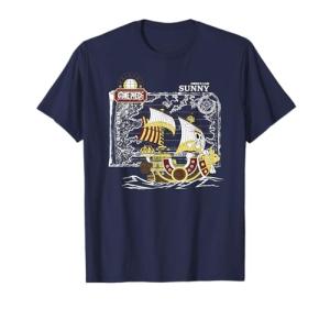 One Piece Anime Thousand Sunny Ship with Map and Logo T-Shirt