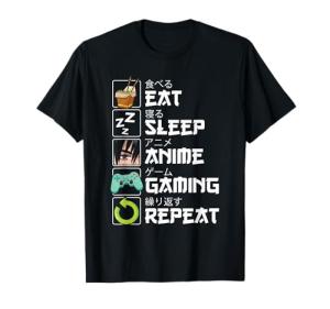 Kawaii Eat Sleep Anime Gaming Repeat T-Shirt