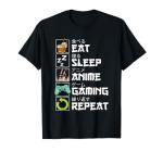 Kawaii Eat Sleep Anime Gaming Repeat T-Shirt