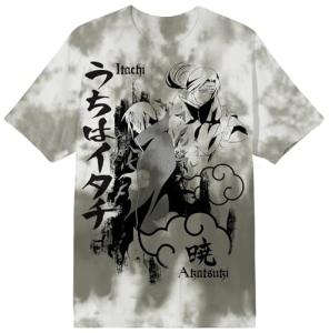 Naruto Oversize Itachi Adult Gray Wash Short Sleeve Tee -XXL