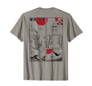 Japanese Koi Fish The Great Wave off Kanagawa Kanji (BACK) T-Shirt