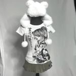 Graphic Tees Y2k Baby Tee Teens 2000s Vintage T Shirts Emo Grunge Printed Summer Crop Tops 2024 (White,L,Large)