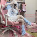 Y2k Aesthetic Detachable Sleeve T-Shirt Women Kawaii Cat Girl Anime Print Cute Sweatshirts Fairycore Streetwear (Large,Blue)