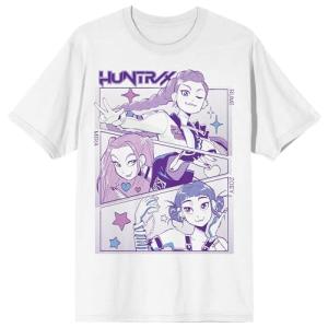 Kpop Demon Hunters Panel Art Huntrix Adult White Crew Neck Short Sleeve T-Shirt-XXL