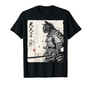 Samurai Cat Japanese Art Anime Gifts Men Women Kid Graphic T-Shirt