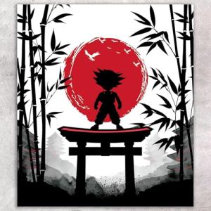 Cool Red Sunrise Anime Tapestry for Bedroom