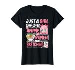 Just A Girl Who Loves Anime Ramen And Sketching Japan Women T-Shirt