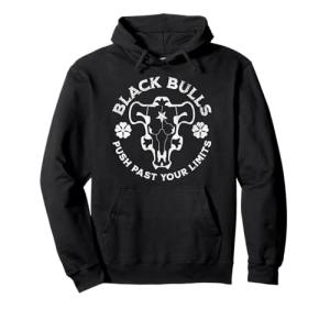 Distressed Black Anime Clover Black Bulls Limits Pullover Hoodie