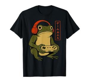 Japanese Gamer Frog Art Men Women Boys Funny Vintage Gaming T-Shirt