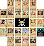 TYZZHOA 25PCS Anime [OP] Wanted Posters 30×21cm, New Bounty Edition, Straw Hat Pirates Crew Nika Luffy 3 Billion, Zoro, Sanji, [OP] Anime Gifts(Retro)
