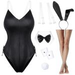 Anime Senpai Bunny Bodysuit Costume Set - Black