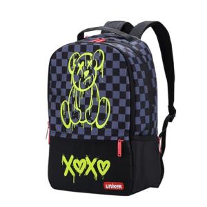 UNIKER Laptop Backpack for Boys,Graffiti Backpack for Men,Cartoon School Backpack,Designer Laptop Backpack for 15.6 Inch,Black Bear