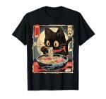 Funny Kawaii Cat Eating Ramen T-Shirt