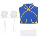 Blue Cheongsam Game Fighter Cosplay Costume for Women