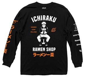 Ripple Junction Naruto Shippuden Ichiraku Ramen Shop Anime Long-Sleeve Adult T-Shirt Officially Licensed Black