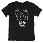 Baka Rabbit Men Women Funny Cotton Anime Japanese Tshirt (L, Black7)