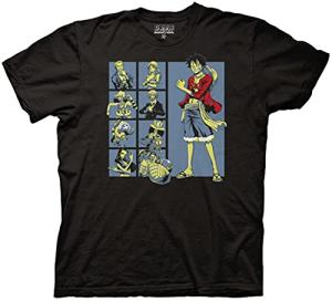 Ripple Junction One Piece Men's Short Sleeve T-Shirt Monkey D. Luffy & Straw Hat Crew Anime Crew Neck Black X-Large