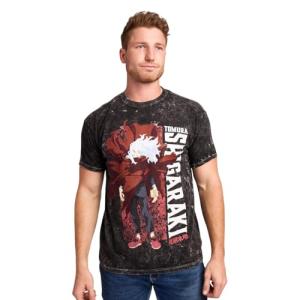 Bioworld My Hero Academia Tomura Shigaraki Men's Black Mineral Wash Oversized Crew Neck Short Sleeve T-Shirt-XL