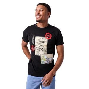 One Piece Manga Character Art Men's Black Crew Neck Short Sleeve T-Shirt-XL