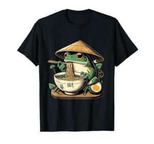 Kawaii Frog Eating Ramen Anime T-Shirt
