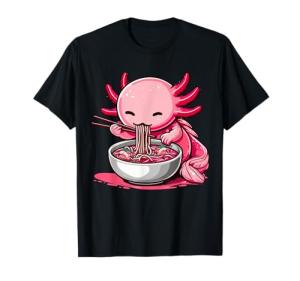 Kawaii Axolotl Eating Ramen Anime T-Shirt